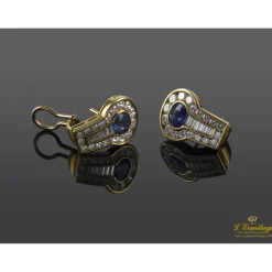 PENDIENTES Pendientes oro amarillo zafiro y diamantes.