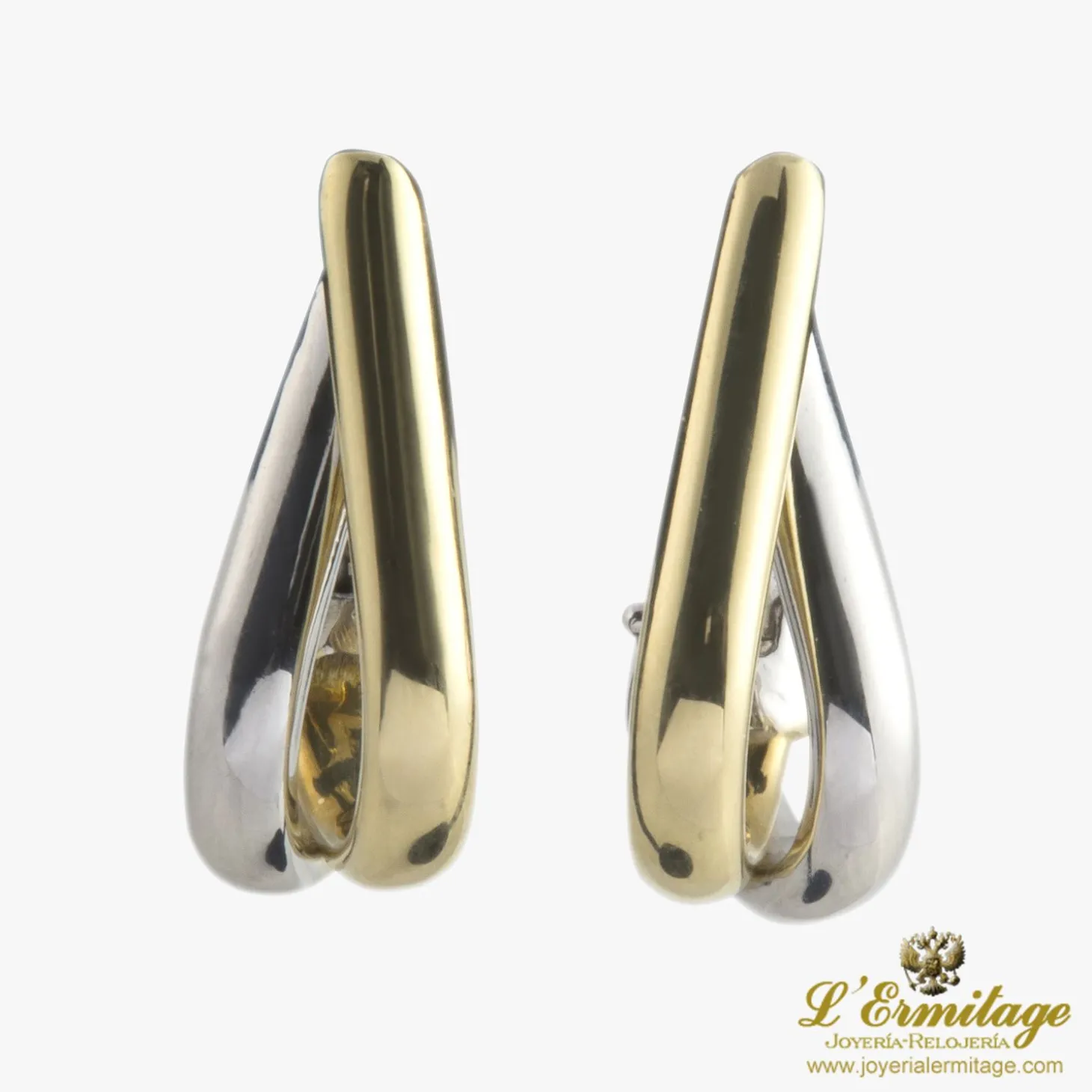 PENDIENTES Pendientes oro amarillo y oro blanco. Cierre omega.