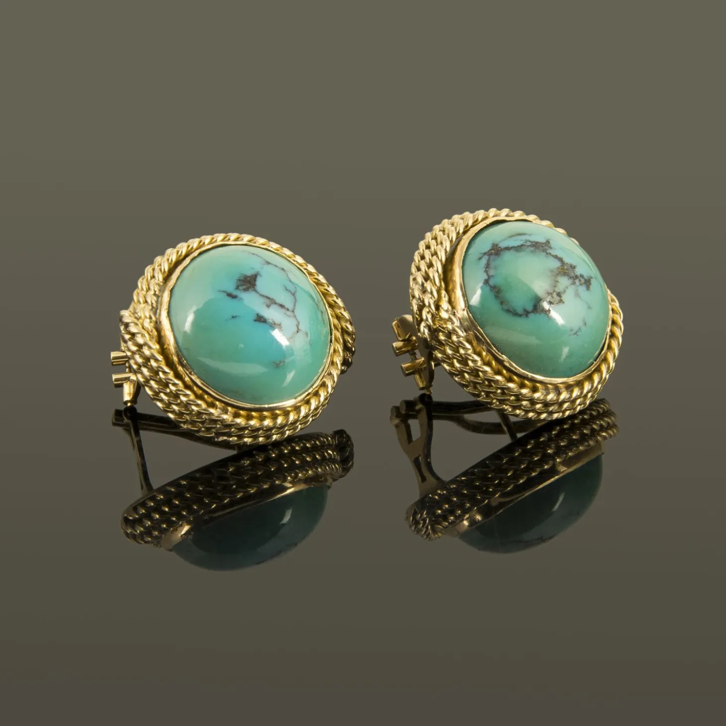 PENDIENTES Pendientes oro amarillo y turquesas