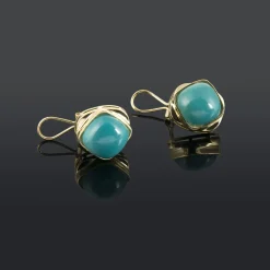 PENDIENTES Pendientes oro amarillo y turquesas