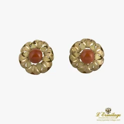 PENDIENTES Pendientes oro amarillo y coral