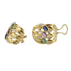 PENDIENTES Pendientes oro amarillo esmeralda rubí zafiro y diamantes