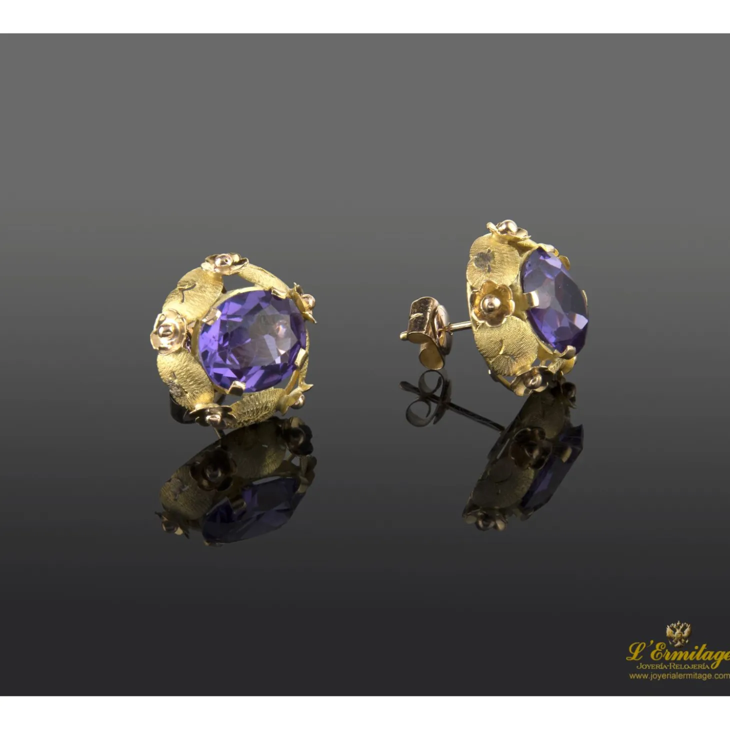 PENDIENTES Pendientes oro amarillo amatistas