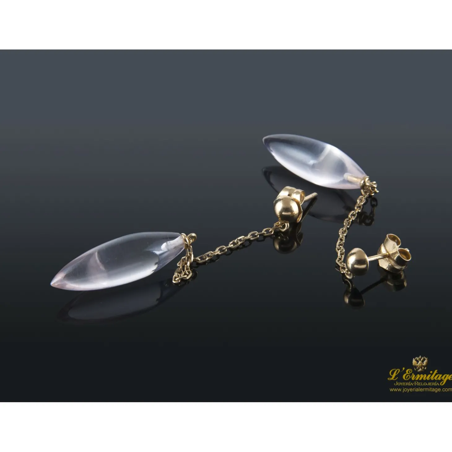 PENDIENTES Pendientes oro amarillo y cuarzo