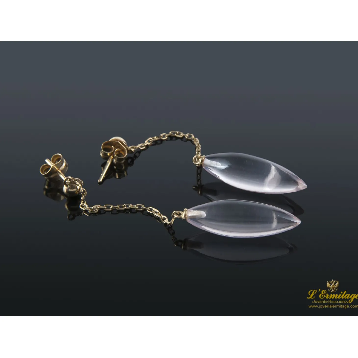 PENDIENTES Pendientes oro amarillo y cuarzo
