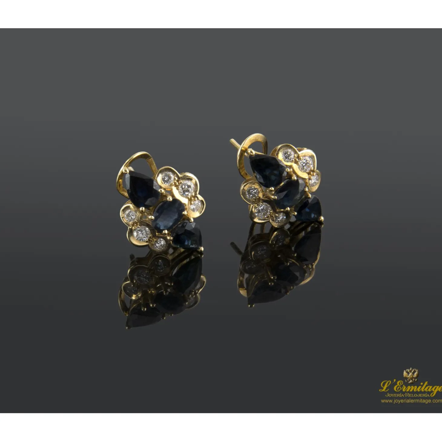 PENDIENTES Pendientes oro amarillo zafiros y diamantes