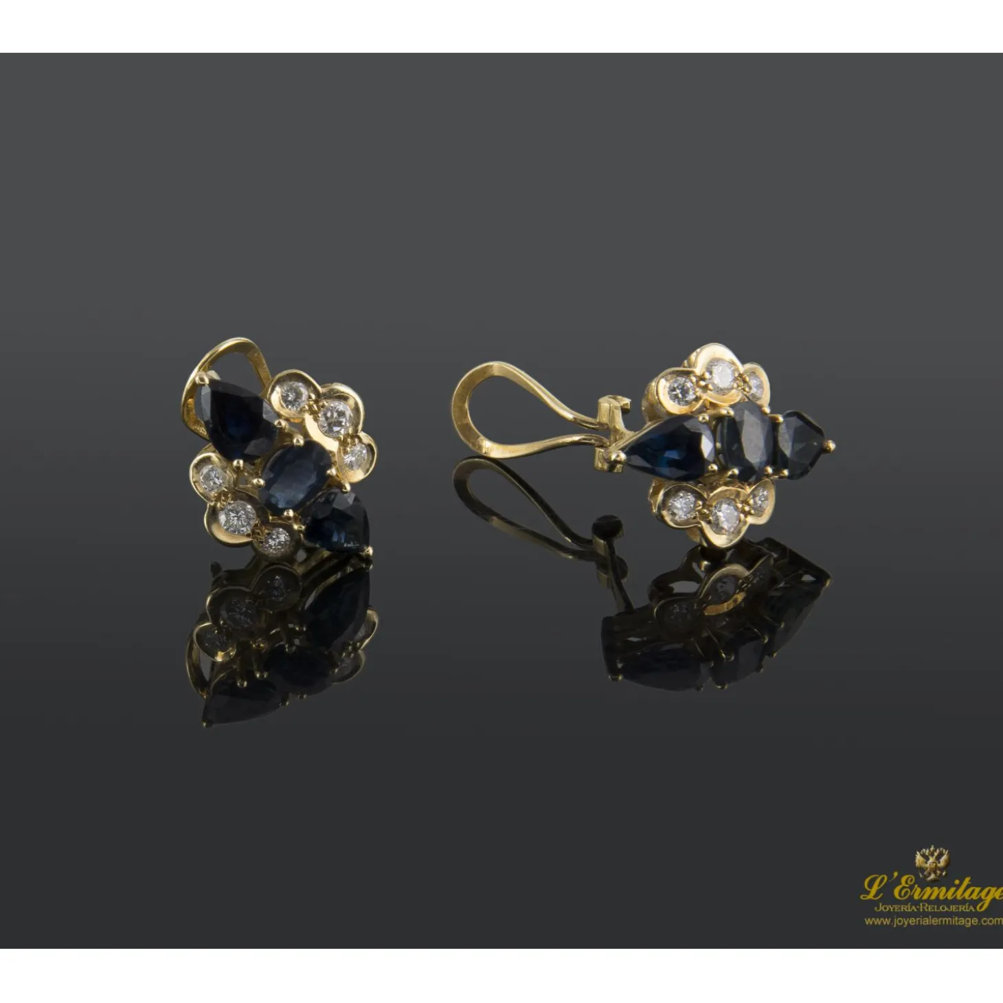 PENDIENTES Pendientes oro amarillo zafiros y diamantes