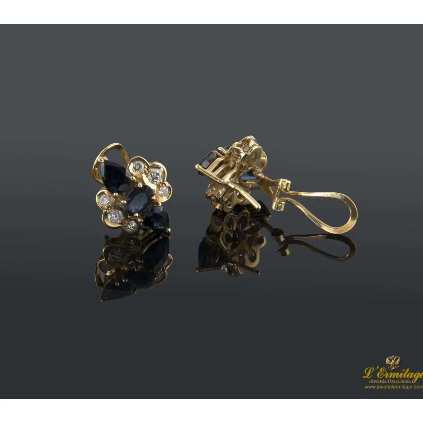 PENDIENTES Pendientes oro amarillo zafiros y diamantes
