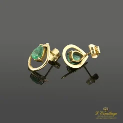 PENDIENTES Pendientes oro amarillo y esmeraldas.