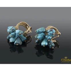 PENDIENTES Pendientes oro amarillo y turquesas.