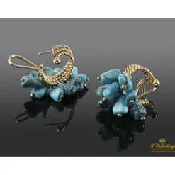 PENDIENTES Pendientes oro amarillo y turquesas.
