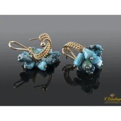 PENDIENTES Pendientes oro amarillo y turquesas.