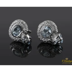 PENDIENTES Pendientes oro blanco aguamarinas y diamantes.