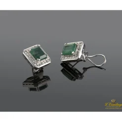 PENDIENTES Pendientes oro blanco esmeralda y diamantes