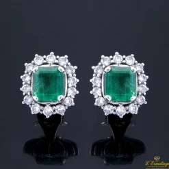 PENDIENTES Pendientes oro blanco, esmeraldas y diamantes