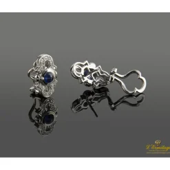 PENDIENTES Pendientes oro blanco diamantes y zafiros cabuchón