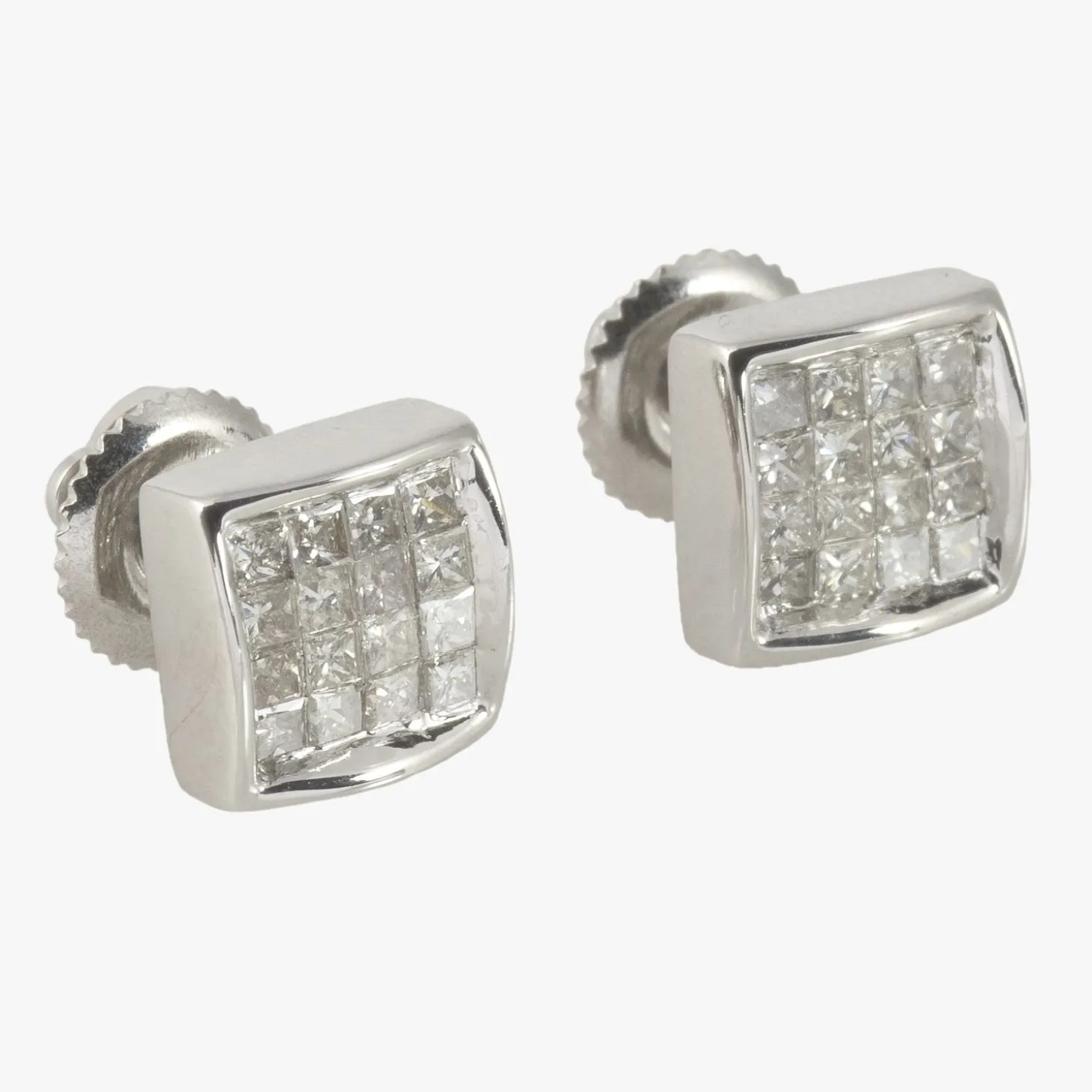 PENDIENTES Pendientes oro blanco con diamantes naturales cierre tuerca a rosca.