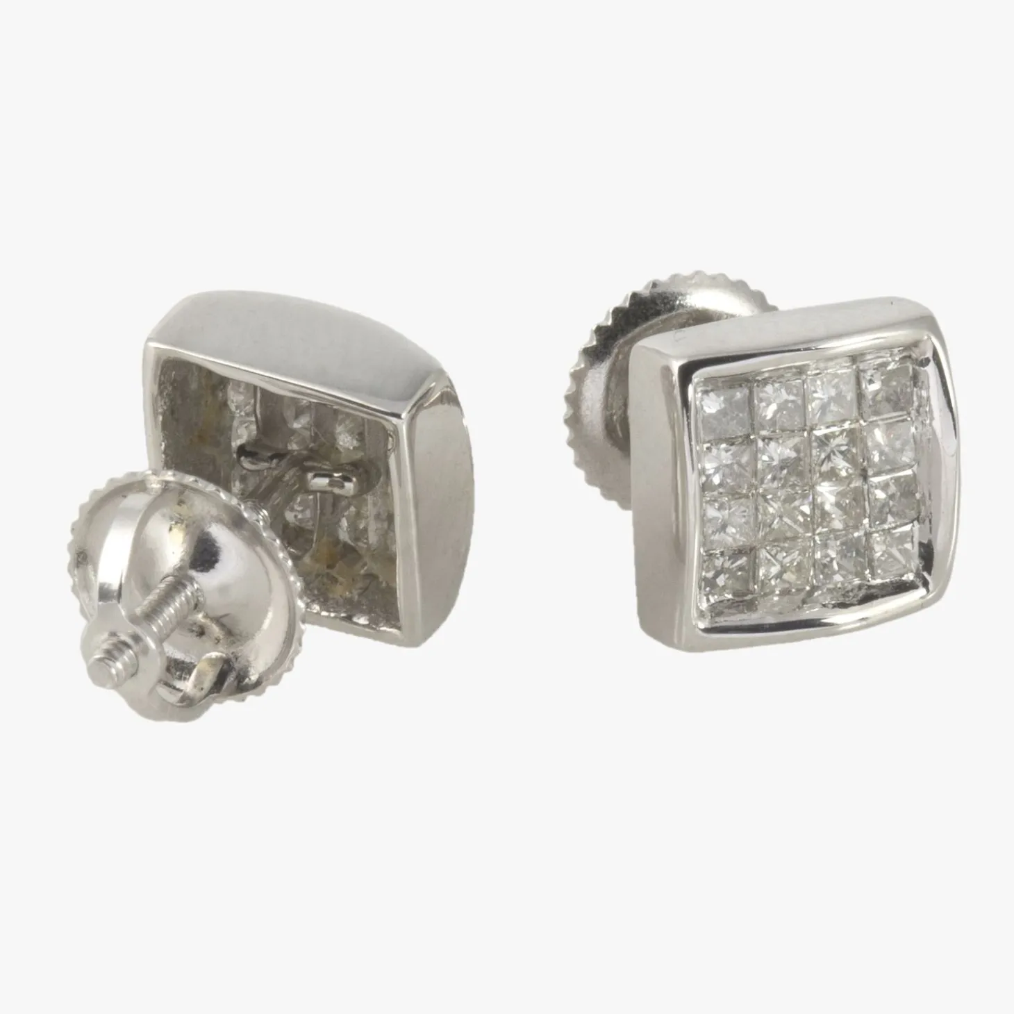 PENDIENTES Pendientes oro blanco con diamantes naturales cierre tuerca a rosca.