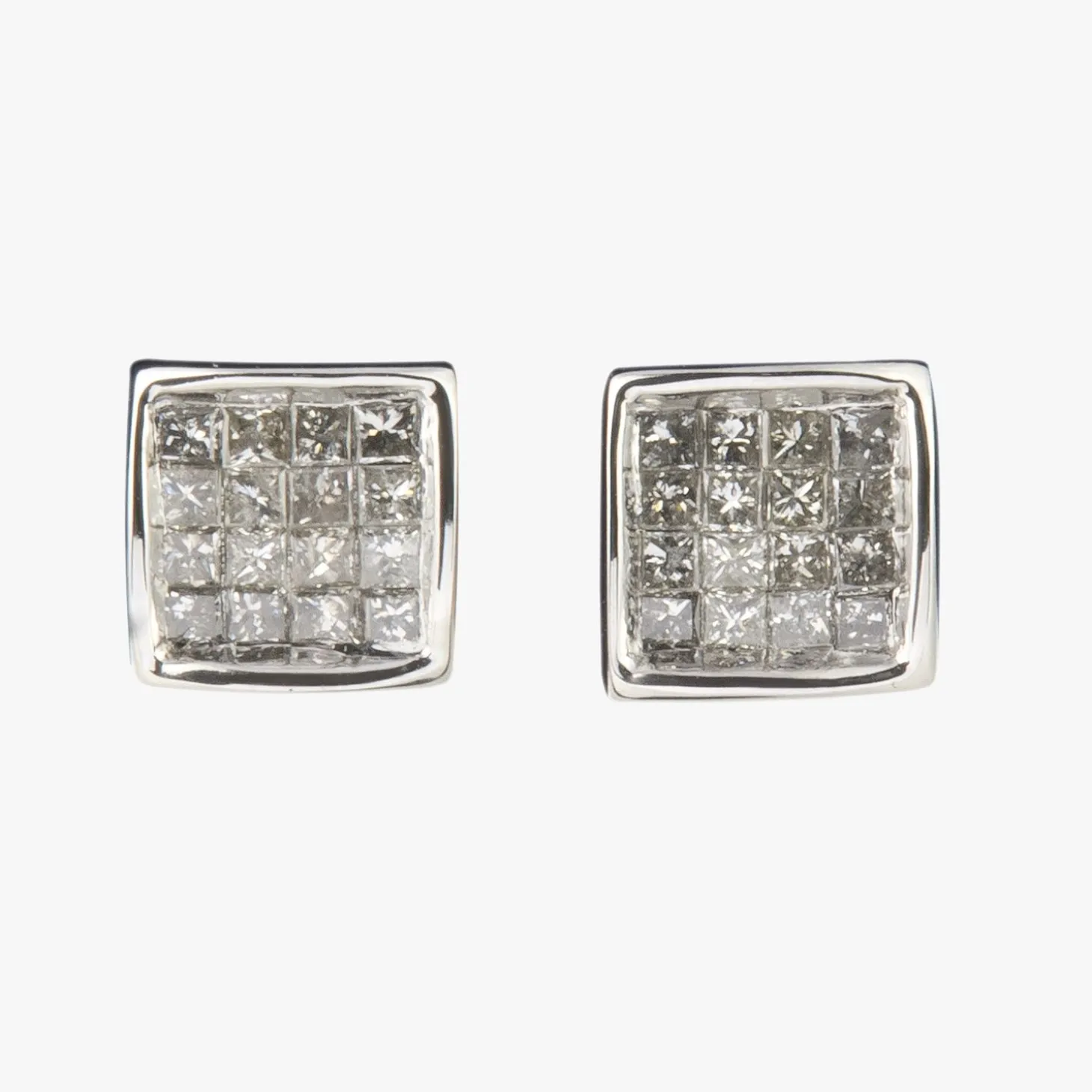 PENDIENTES Pendientes oro blanco con diamantes naturales cierre tuerca a rosca.