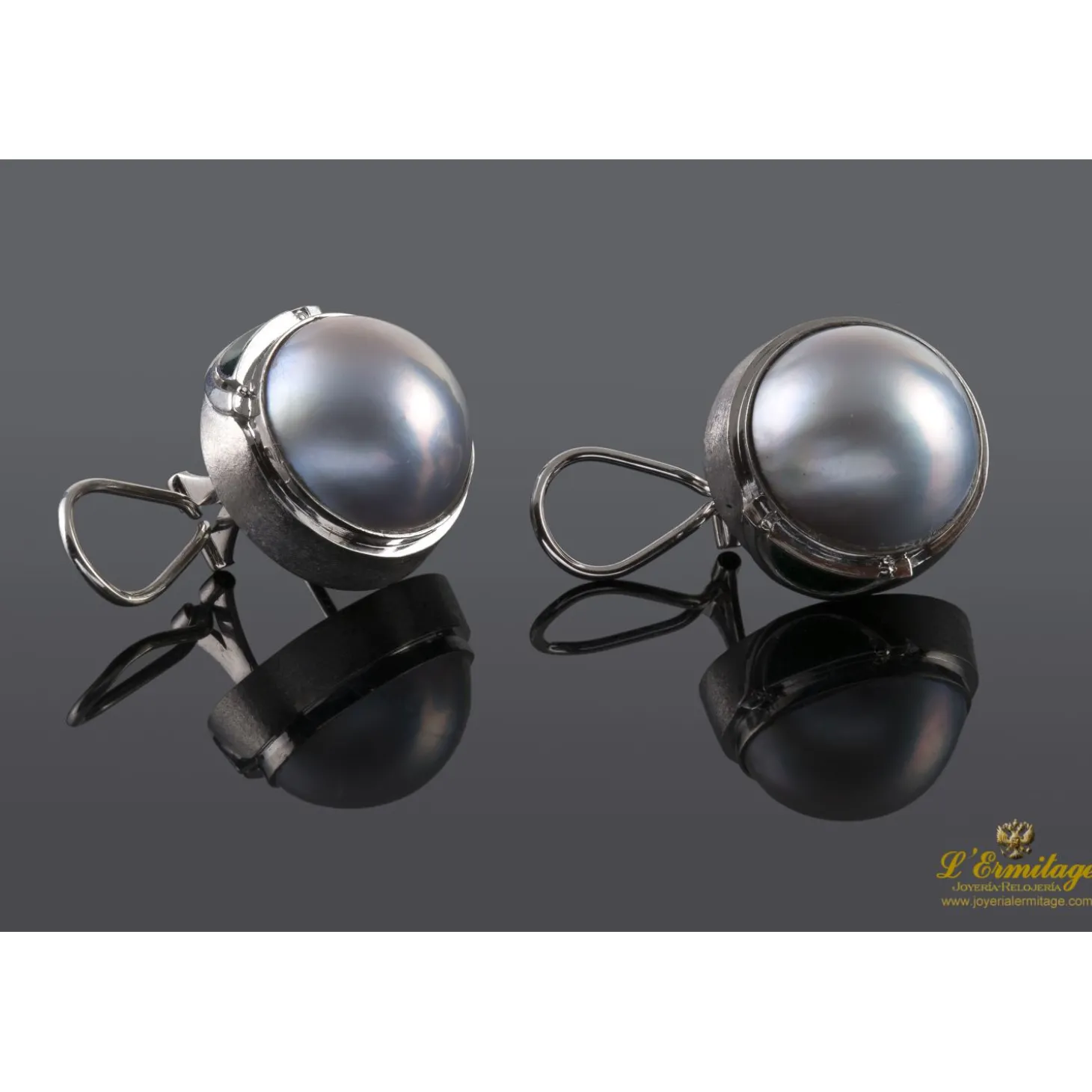 PENDIENTES Pendientes oro blanco mate media perla