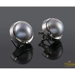 PENDIENTES Pendientes oro blanco mate media perla