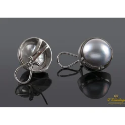 PENDIENTES Pendientes oro blanco mate media perla