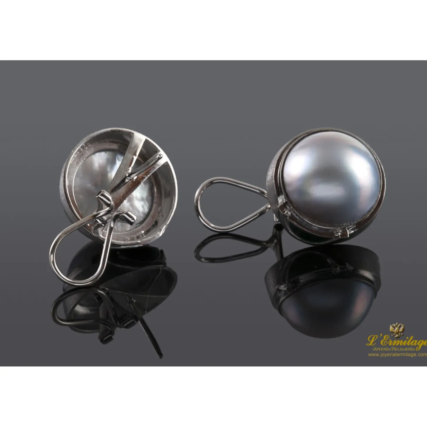PENDIENTES Pendientes oro blanco mate media perla