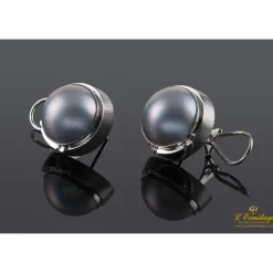 PENDIENTES Pendientes oro blanco mate media perla