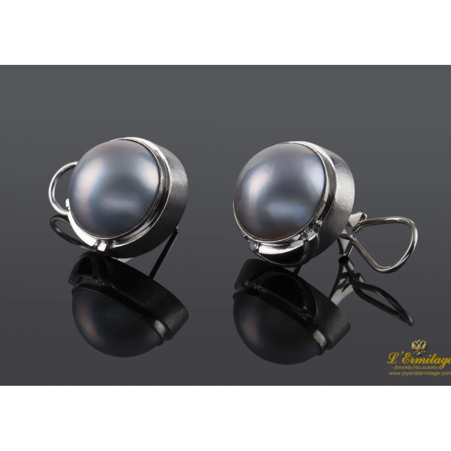 PENDIENTES Pendientes oro blanco mate media perla