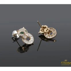 PENDIENTES Pendientes panteras oro amarillo diamantes y esmeraldas