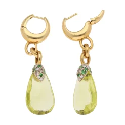 PENDIENTES Pendientes pomellato en oro amarillo con citrino, esmerladas y brillantes.