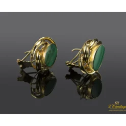 PENDIENTES Pendientes realizados en oro amarillo con malaquitas talla oval