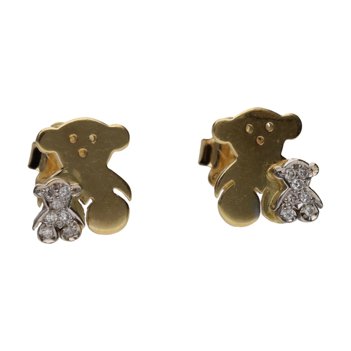 PENDIENTES Pendientes tous osito en oro amarillo con brillantes.