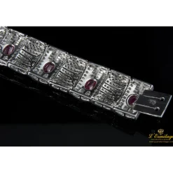 PULSERAS Pulsera ancha oro blanco diamantes y rubíes