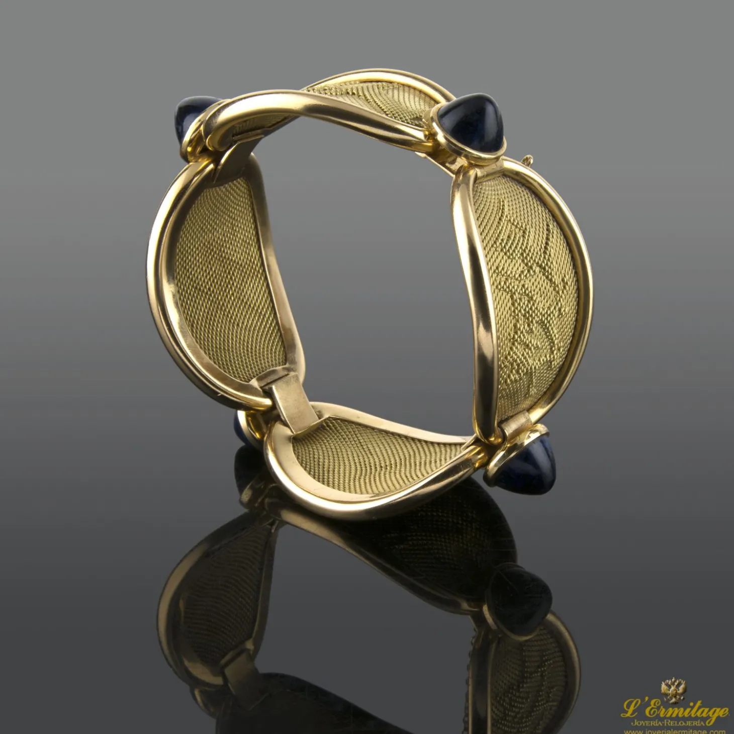 PULSERAS Pulsera antigua oro amarillo y zafiros cabuchón
