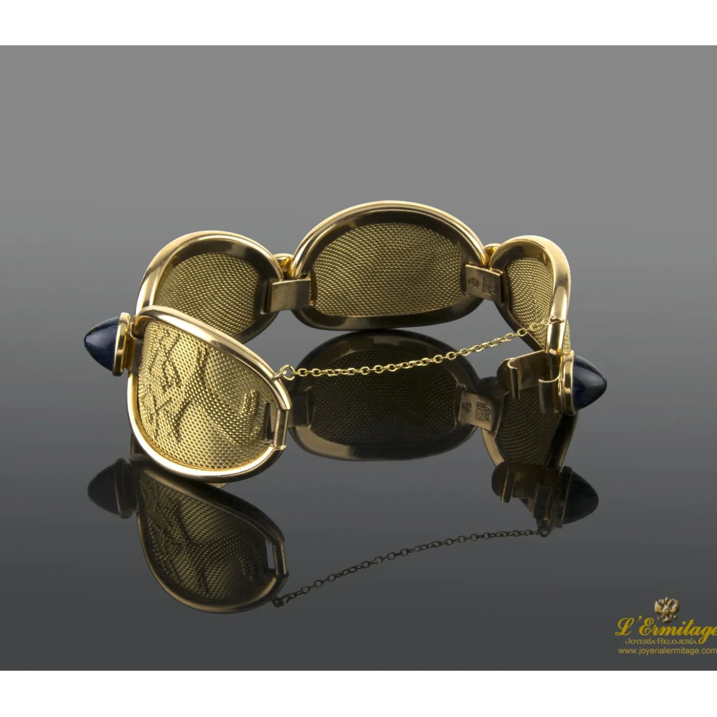PULSERAS Pulsera antigua oro amarillo y zafiros cabuchón