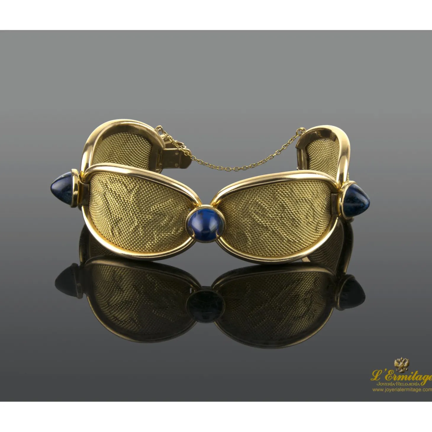 PULSERAS Pulsera antigua oro amarillo y zafiros cabuchón