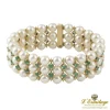 PULSERAS Pulsera antigua semirrígida oro amarillo perlas y esmeraldas