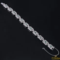 PULSERAS Pulsera art-deco oro blanco diamantes y esmeraldas