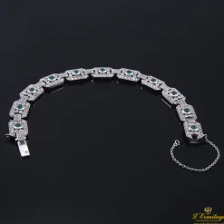 PULSERAS Pulsera art-deco oro blanco diamantes y esmeraldas