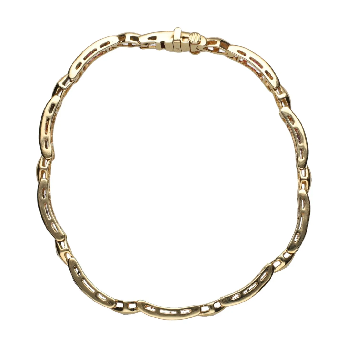 PULSERAS Pulsera en oro amarillo con rubíes y brillantes.