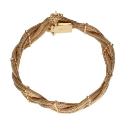 PULSERAS Pulsera en oro amarillo en forma de trenza de mallas.