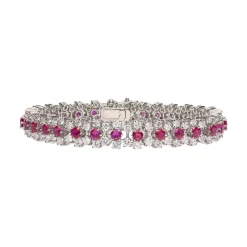 PULSERAS Pulsera en oro blanco con rubíes y brillantes.
