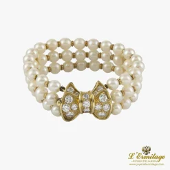 PULSERAS Pulsera perlas con broche de diamantes