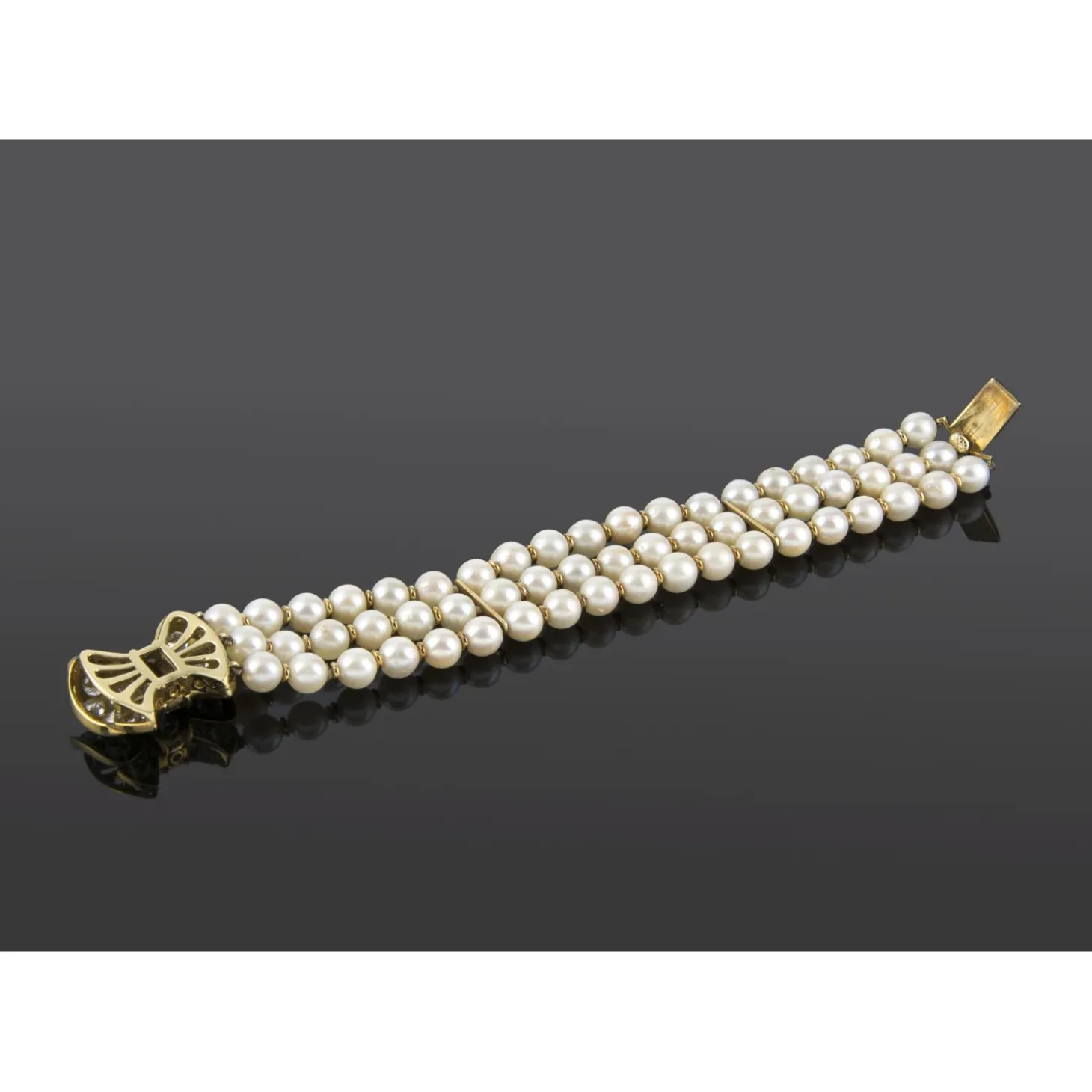 PULSERAS Pulsera perlas con broche de diamantes