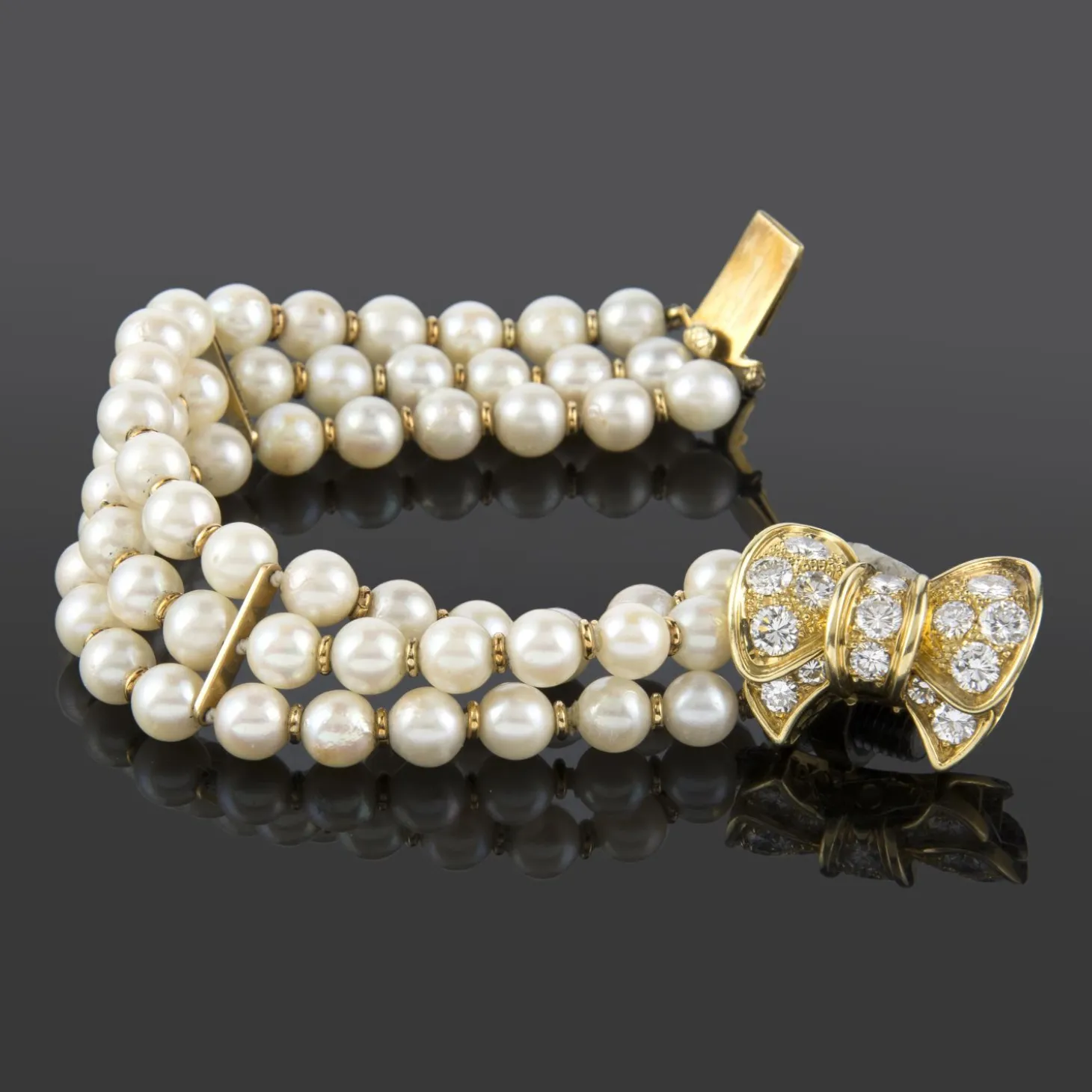 PULSERAS Pulsera perlas con broche de diamantes
