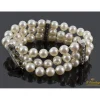 PULSERAS Pulsera realizada en tiras con perlas y uniones en oro blanco con brillantes