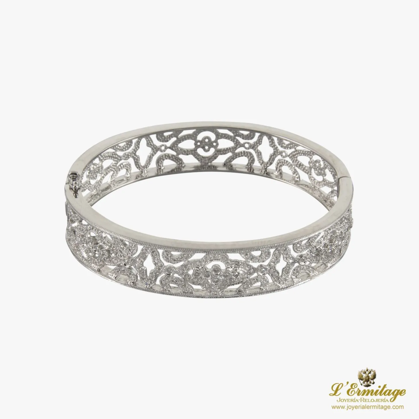 PULSERAS Pulsera rígida calada oro blanco y diamantes