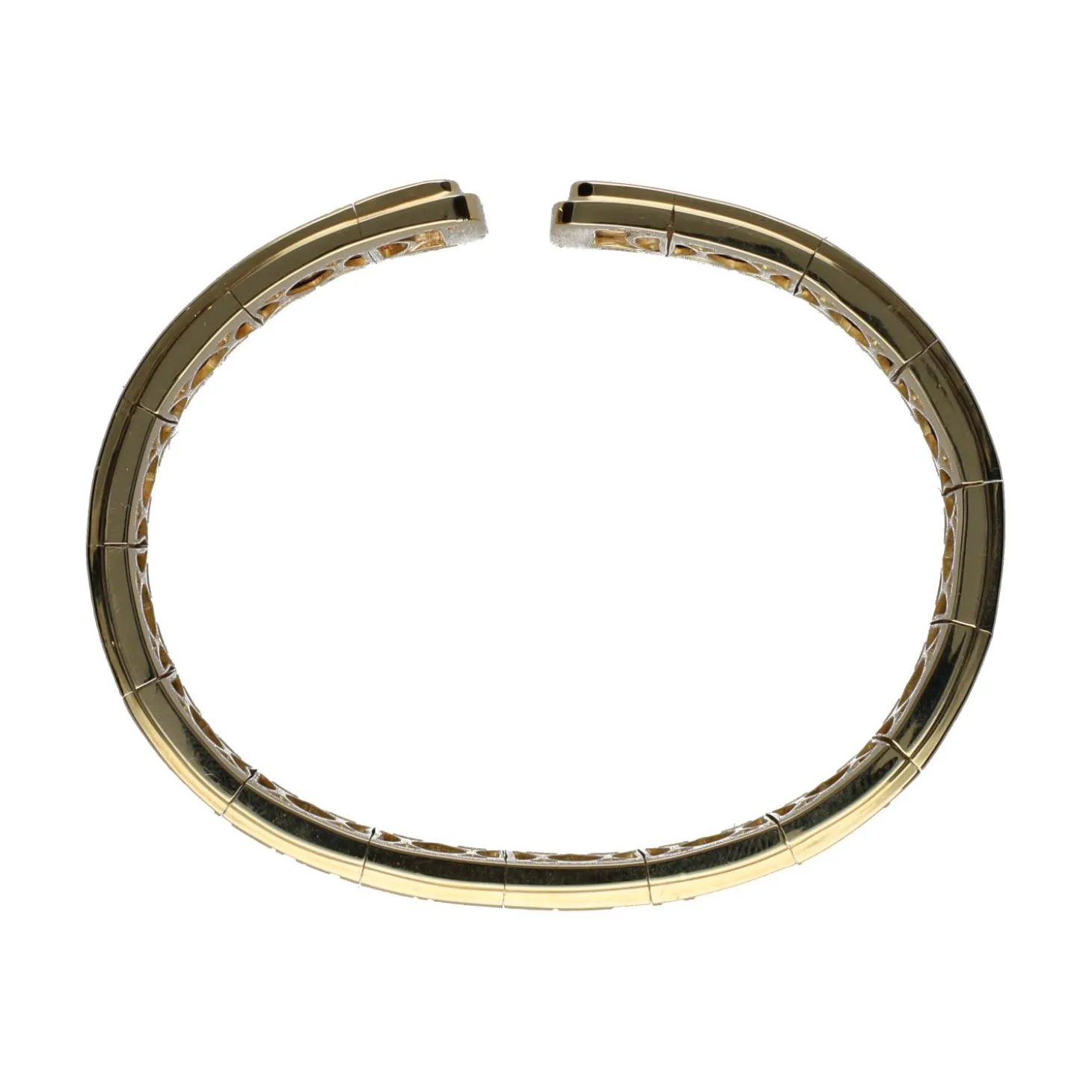 PULSERAS Pulsera rígida en oro amarillo y oro blanco detalles panteras.