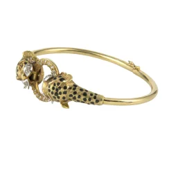 PULSERAS Pulsera rígida oro amarillo leopardos esmaltados